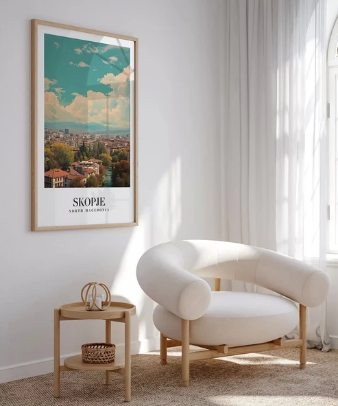 Çerçevesiz Poster Üsküp Şehir Manzarası - Resim 4