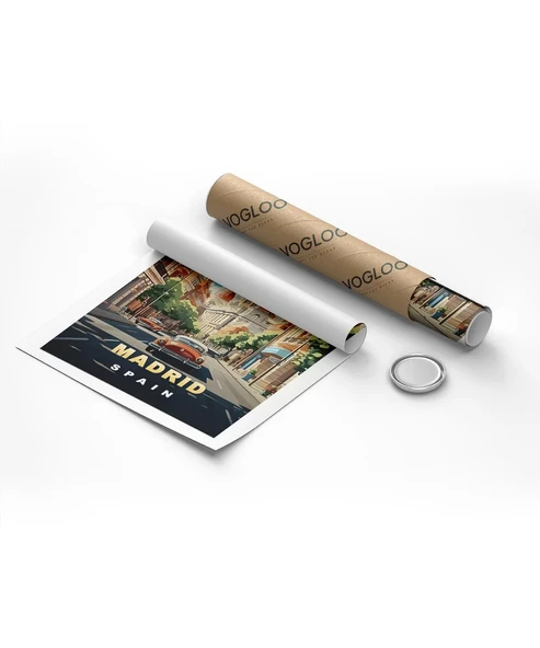 Çerçevesiz Poster Madrid Şehir Sokakları ve Tarihi Atmosfer - Resim 8