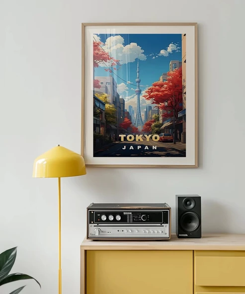 Çerçevesiz Poster Sonbahar Renkleriyle Tokyo Manzarası - Resim 3