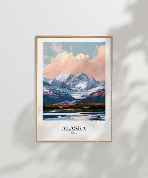 Çerçevesiz Poster Karlarla Kaplanmış Alaska - Resim 7