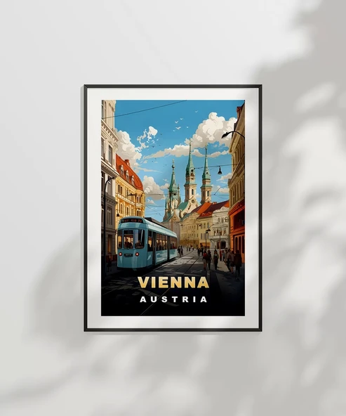 Çerçevesiz Poster Viyana’nın Tarihi Sokakları ile Sanat - Resim 6