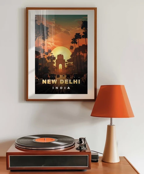 Çerçevesiz Poster New Delhi Gün Batımı - Resim 3