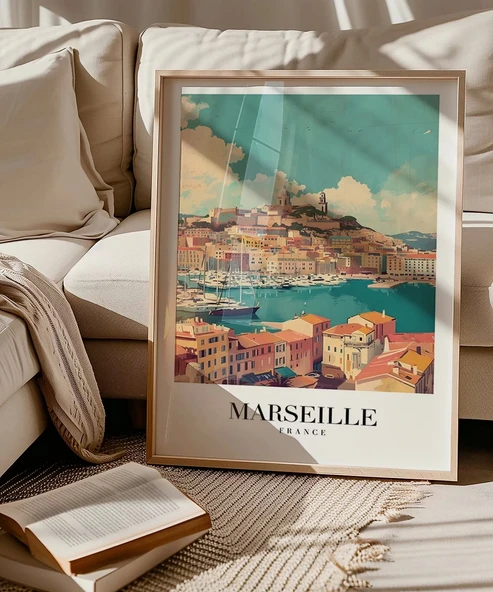 Çerçevesiz Poster Akdeniz'in Işıltılı Limanı - Resim 5