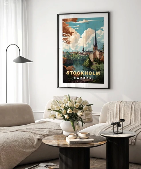 Çerçevesiz Poster Stockholm Şehir Manzarası - Resim 5