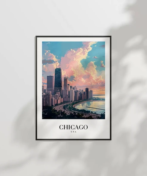 Çerçevesiz Poster Michigan Gölü Kıyısında Chicago - Resim 6