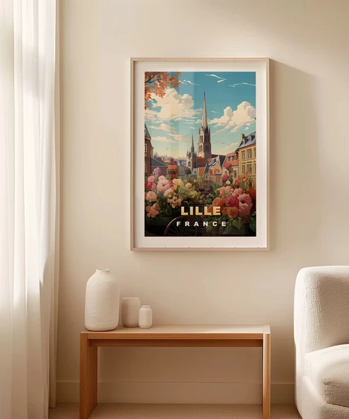 Çerçevesiz Poster Romantik Lille Manzarası Sanat - Resim 3