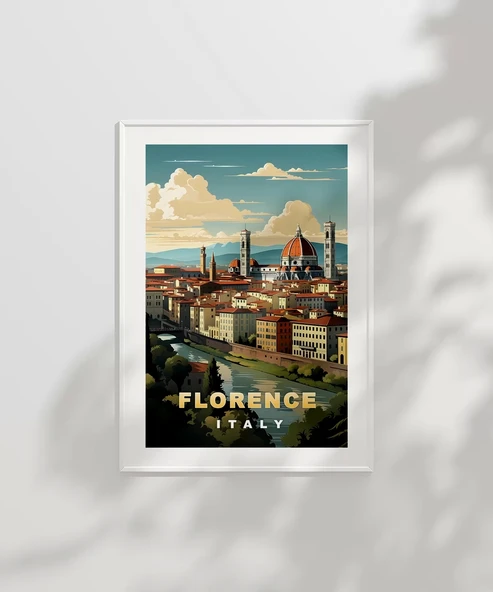 Çerçevesiz Poster Floransa Katedrali ve Şehir Manzarası " - Resim 2