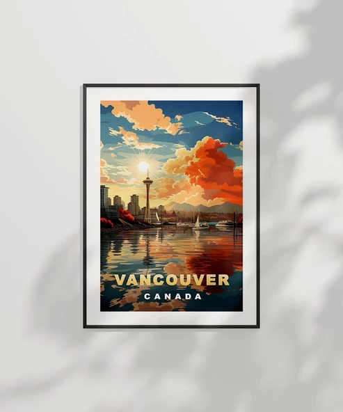 Çerçevesiz Poster Vancouver Gün Batımı Manzarası - Resim 7