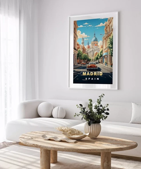 Çerçevesiz Poster Madrid Şehir Sokakları ve Tarihi Atmosfer - Resim 4
