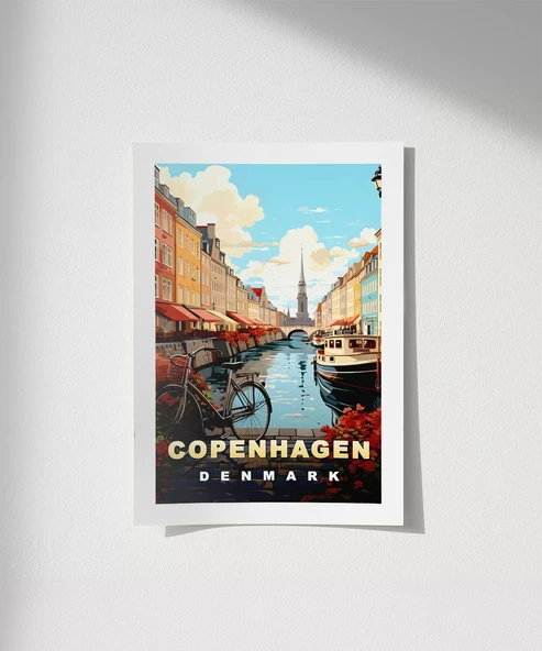 Çerçevesiz Poster Nyhavn'ın Renkli Kanalları ürün görseli