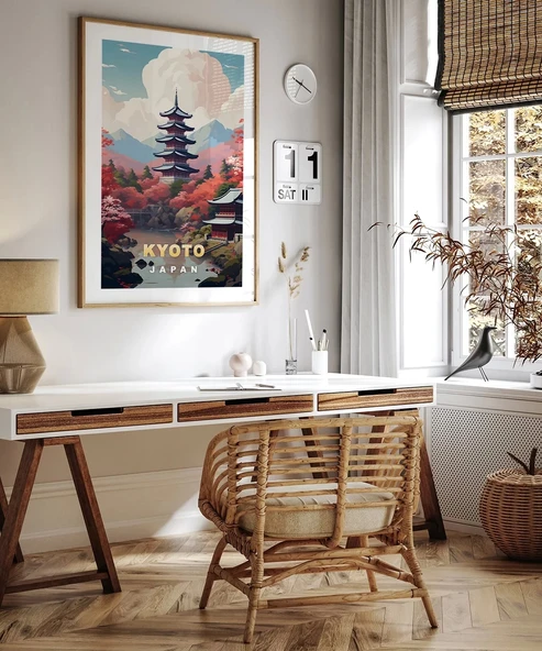 Çerçevesiz Poster Sonbahar Kyoto Manzarası - Resim 5