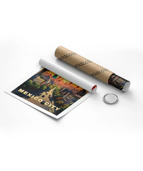 Çerçevesiz Poster Mexico City Gün Batımı ve Şehir Silüeti - Resim 8