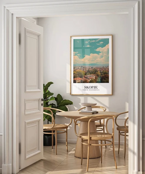 Çerçevesiz Poster Üsküp Şehir Manzarası - Resim 3