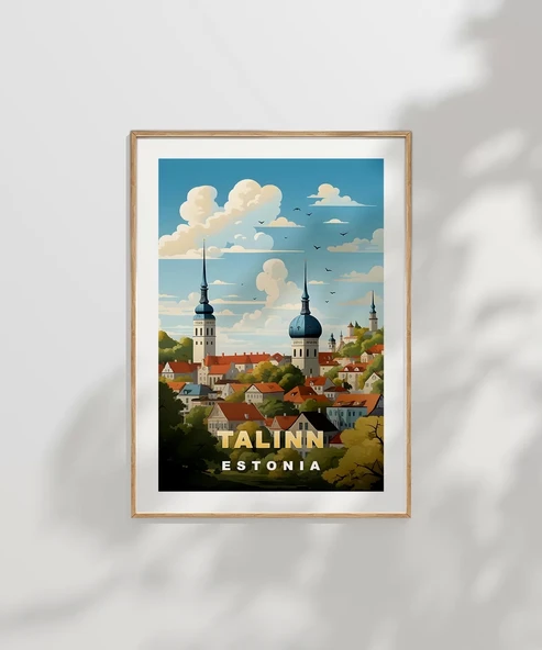 Çerçevesiz Poster Tallinn Tarihi Şehir Manzarası - Resim 7