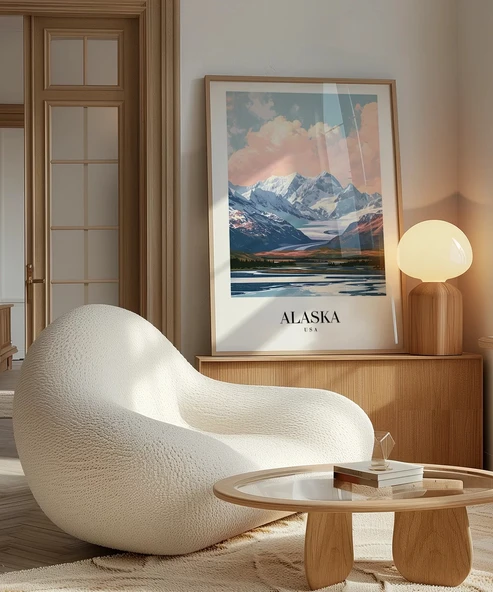 Çerçevesiz Poster Karlarla Kaplanmış Alaska - Resim 5