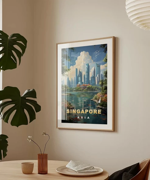 Çerçevesiz Poster Singapore Modern Manzarası - Resim 4