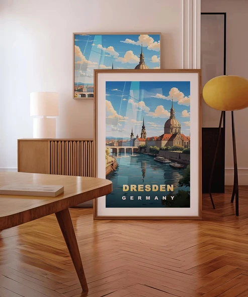 Çerçevesiz Poster Dresden Almanya Ufuk Çizgisi - Resim 4