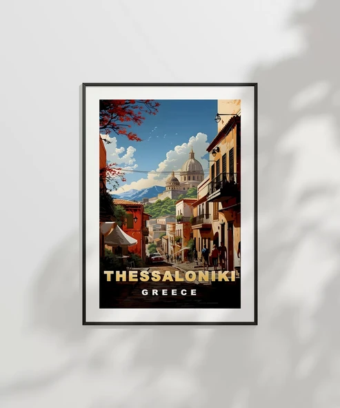 Çerçevesiz Poster Thessaloniki Tarihi Sokak Manzarası - Resim 6