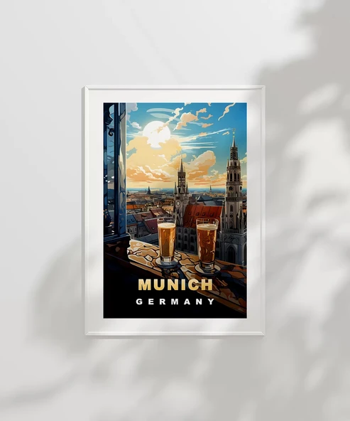 Çerçevesiz Poster Münih'in İkonik Kuleleri - Resim 2