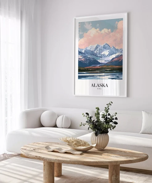 Çerçevesiz Poster Karlarla Kaplanmış Alaska - Resim 3