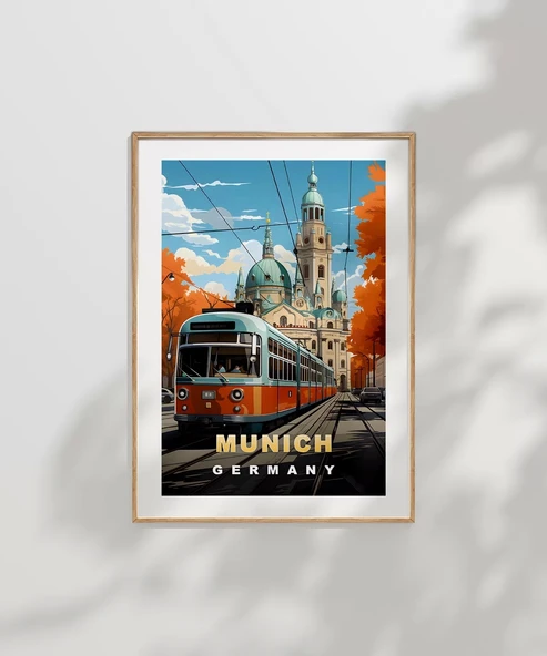 Çerçevesiz Poster Münih'in Renkli Sonbahar Sokakları - Resim 6