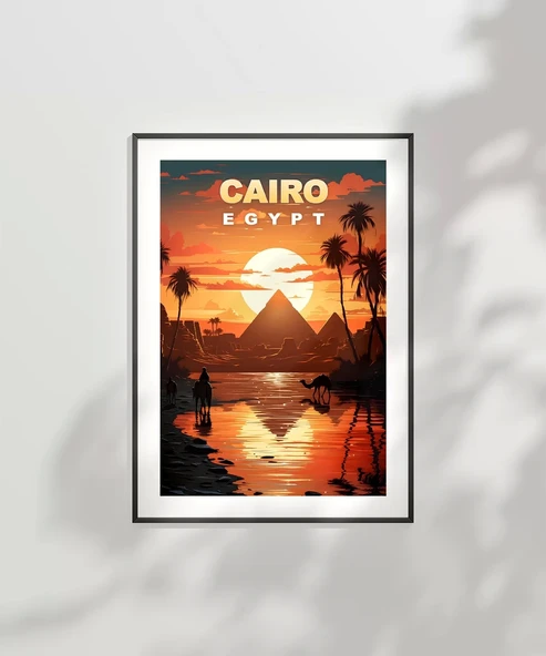 Çerçevesiz Poster Piramitlerin Altında Gün Batımı - Resim 6