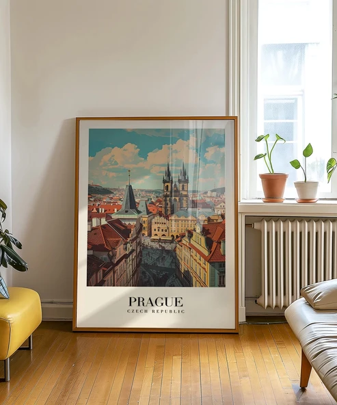 Çerçevesiz Poster Prag Eski Şehir Manzarası - Resim 5