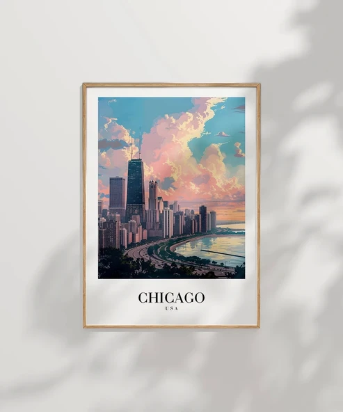 Çerçevesiz Poster Michigan Gölü Kıyısında Chicago - Resim 7