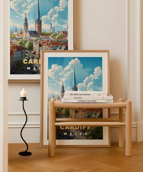 Çerçevesiz Poster Cardiff Manzarası Galler Sanatsal - Resim 3