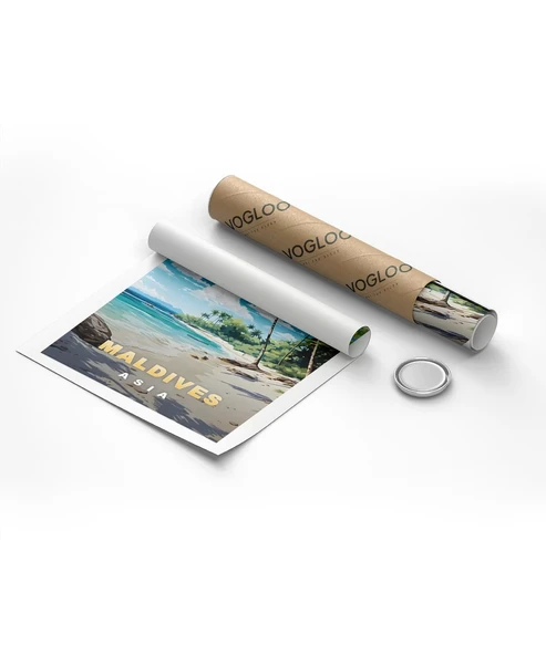 Çerçevesiz Poster Maldives Tropik Plaj Manzarası - Resim 8