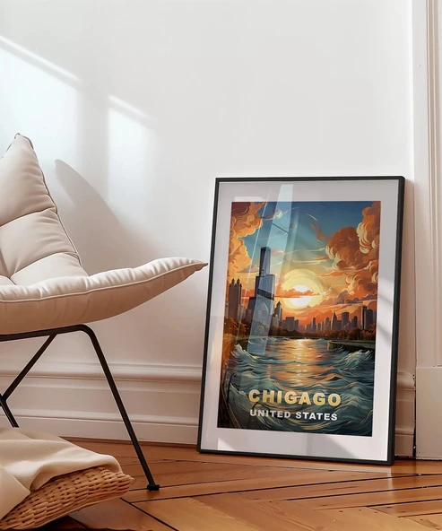 Çerçevesiz Poster Gölün ve Gökdelenlerin Şehri - Resim 4