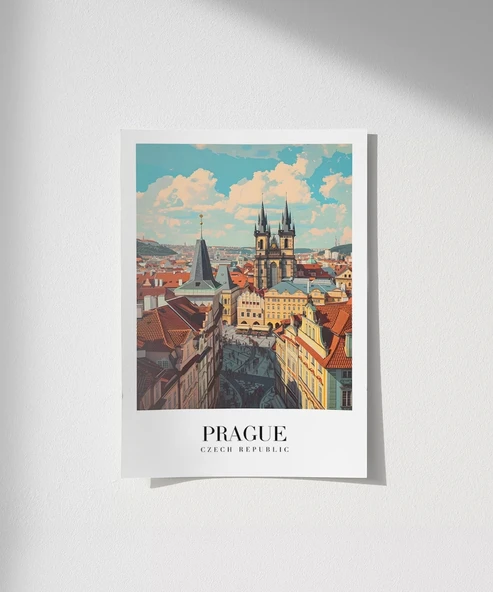 Çerçevesiz Poster Prag Eski Şehir Manzarası ürün görseli