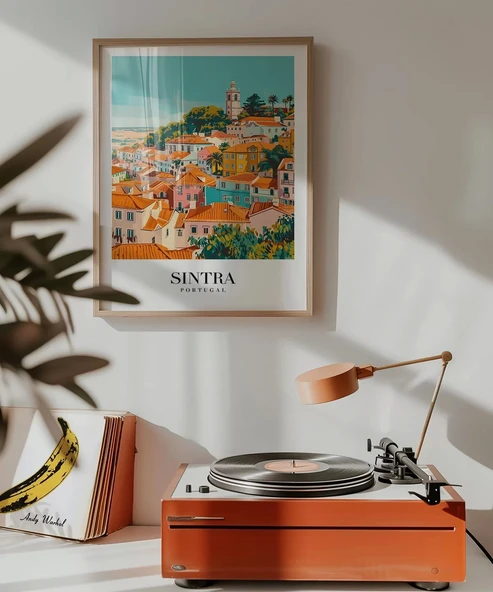 Çerçevesiz Poster Renkli Sintra Evleri Minimalist - Resim 4