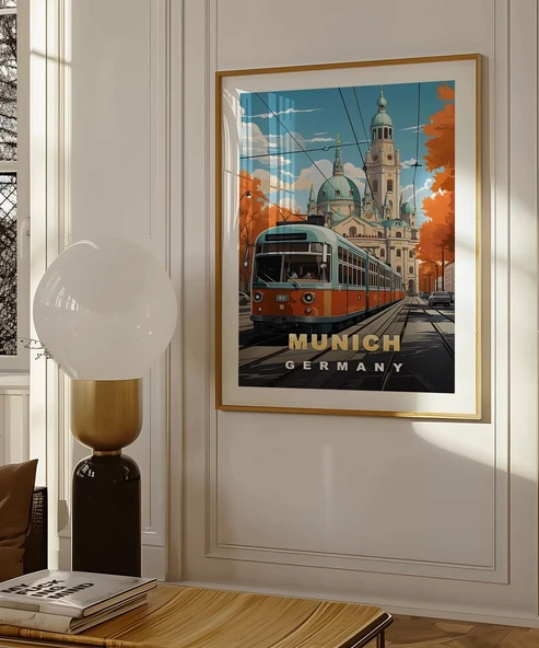 Çerçevesiz Poster Münih'in Renkli Sonbahar Sokakları - Resim 3