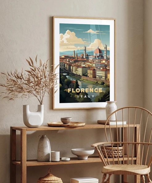 Çerçevesiz Poster Floransa Katedrali ve Şehir Manzarası " - Resim 5