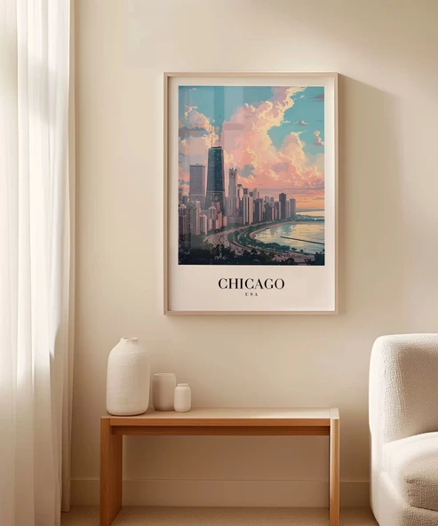 Çerçevesiz Poster Michigan Gölü Kıyısında Chicago - Resim 3