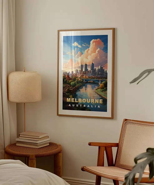 Çerçevesiz Poster Gün Batımında Melbourne Şehir - Resim 3