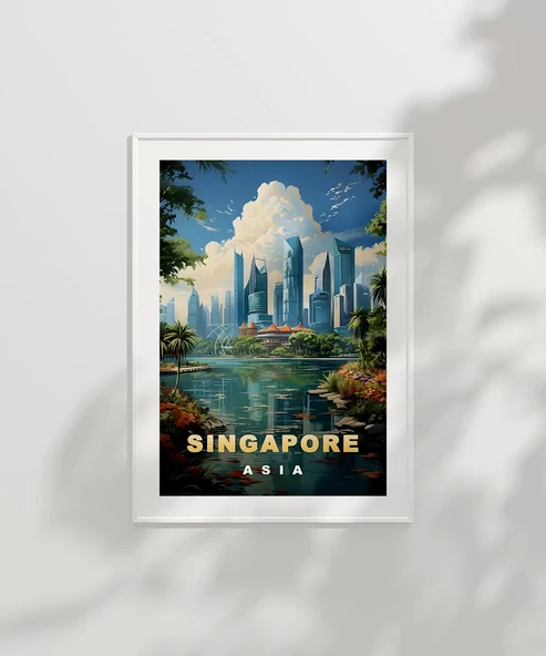 Çerçevesiz Poster Singapore Modern Manzarası - Resim 2