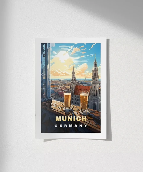 Çerçevesiz Poster Münih'in İkonik Kuleleri ürün görseli