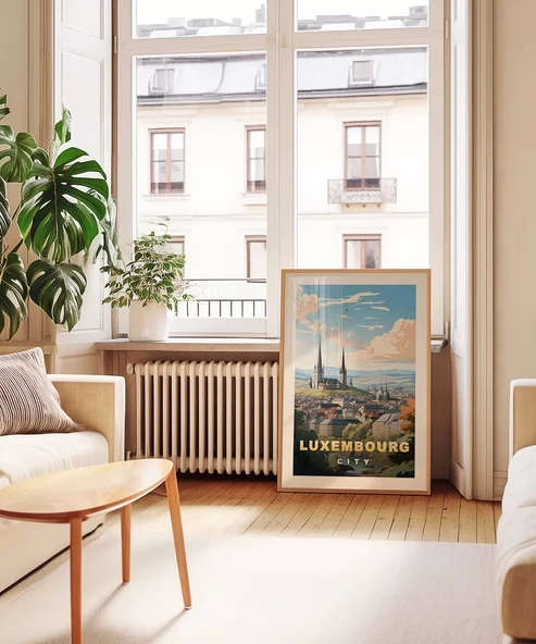 Çerçevesiz Poster Lüksemburg Şehri Tarihi Manzarası - Resim 4