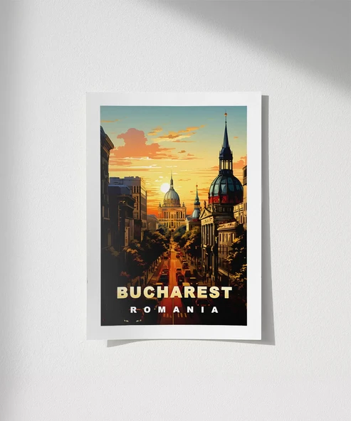 Çerçevesiz Poster Bükreş Altın Saatin Büyüsü - 7