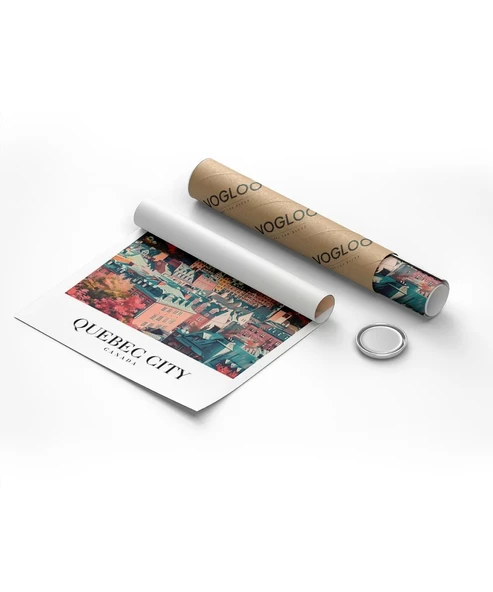 Çerçevesiz Poster Tarihi Quebec Şehir Baskısı - Resim 8