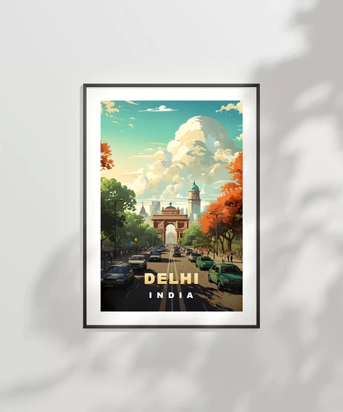 Çerçevesiz Poster Delhi'nin Renkli Yolları - Resim 6
