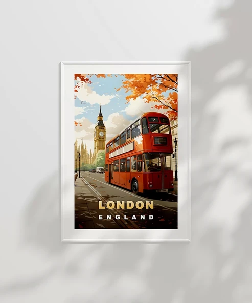 Çerçevesiz Poster London İkonik Çift Katlı Otobüs - Resim 2