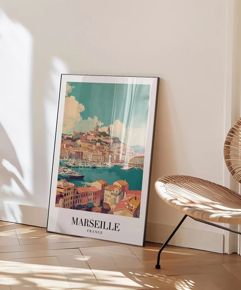 Çerçevesiz Poster Akdeniz'in Işıltılı Limanı - Resim 3