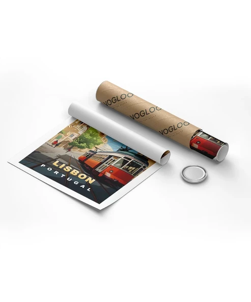 Çerçevesiz Poster Lizbon Tramvayı ve Şehir Manzarası - Resim 8