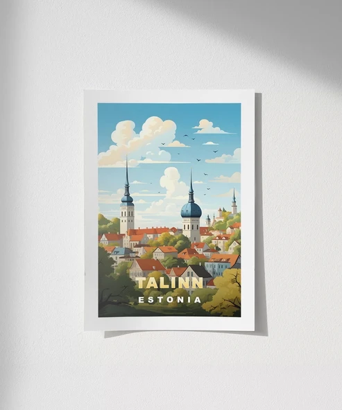 Çerçevesiz Poster Tallinn Tarihi Şehir Manzarası ürün görseli