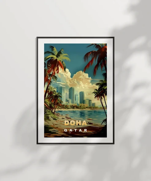 Çerçevesiz Poster Doha Şehir Manzarası - Resim 7