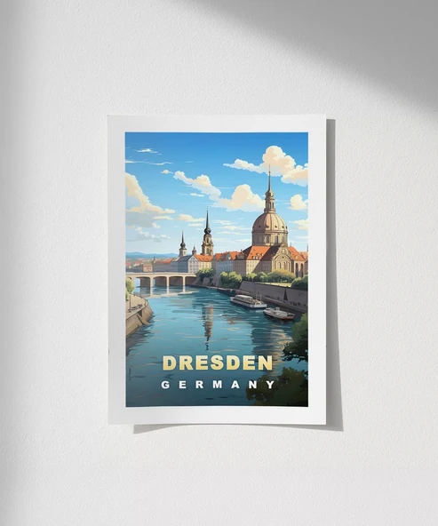 Çerçevesiz Poster Dresden Almanya Ufuk Çizgisi - Resim 7