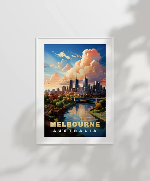 Çerçevesiz Poster Gün Batımında Melbourne Şehir - Resim 2